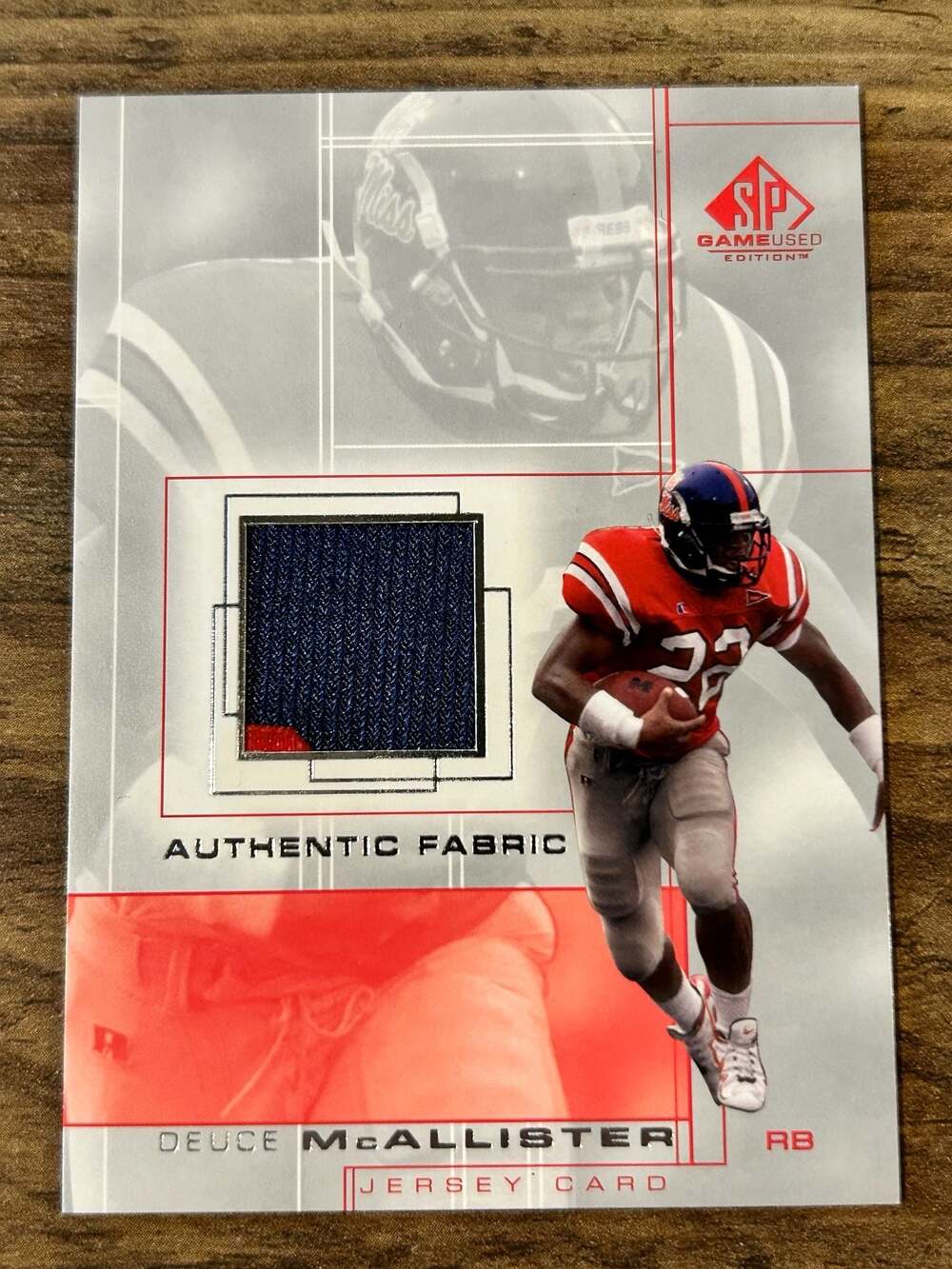 2001 SP Game Used Edition DM Deuce McAllister Authentic Fabric Jersey Card
